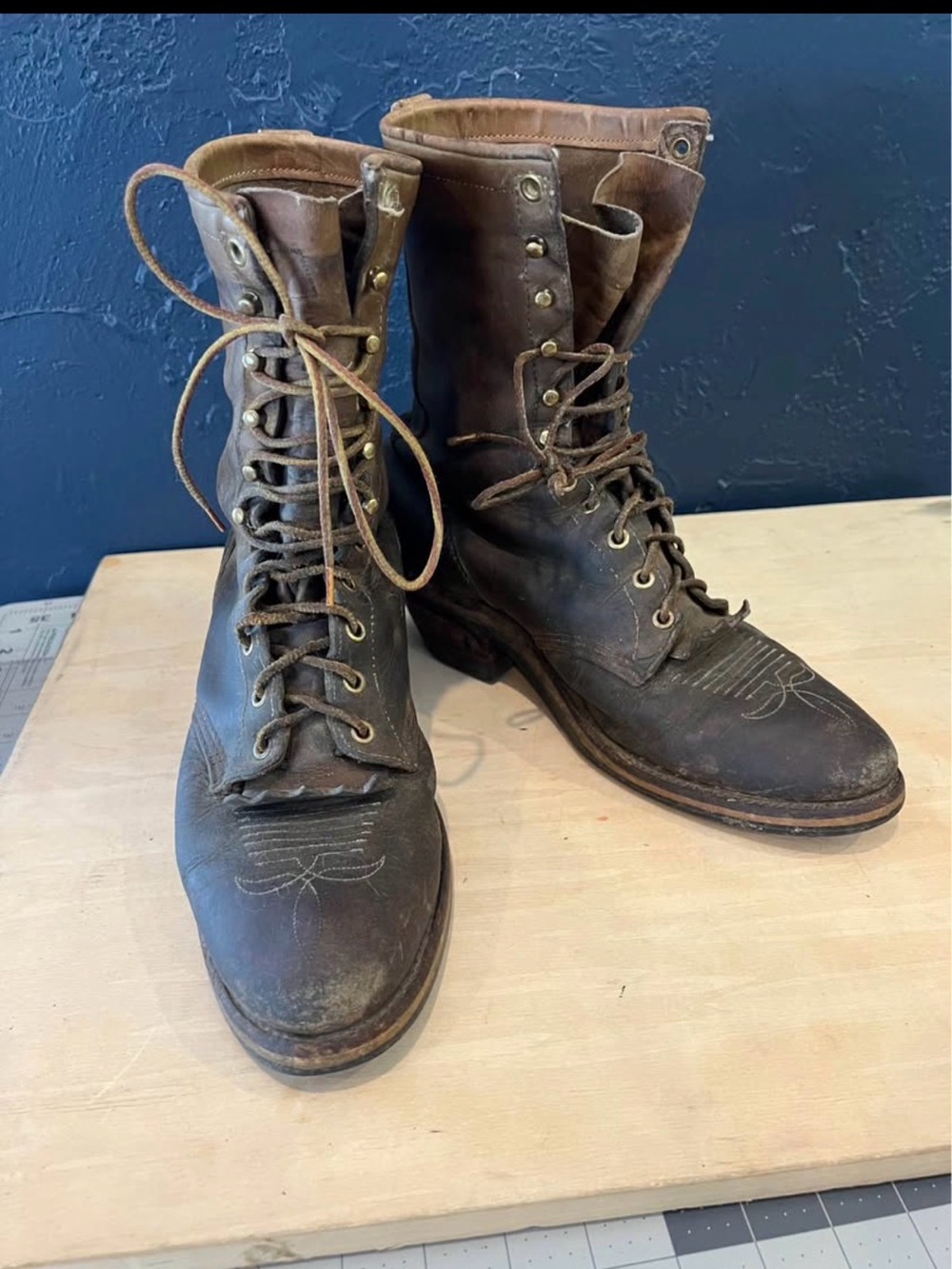 Chippewa Brown Leather Lace-Up Packer Work Boots Size 10B